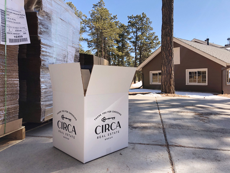 Photo of complimentary moving boxes provided by Colorado Springs Realtors at Circa Real Estate Group